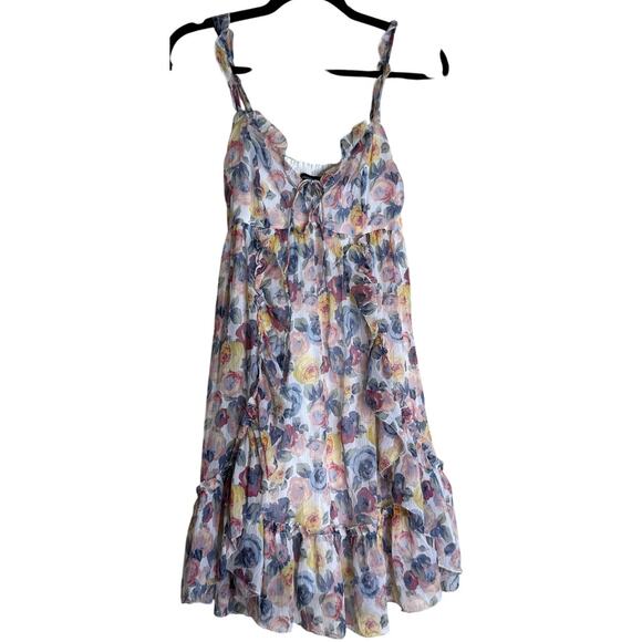 Abercrombie & Fitch Mini Dress Women XS Ruffle Smocked Boho Cottagecore Prairie - Picture 1 of 10